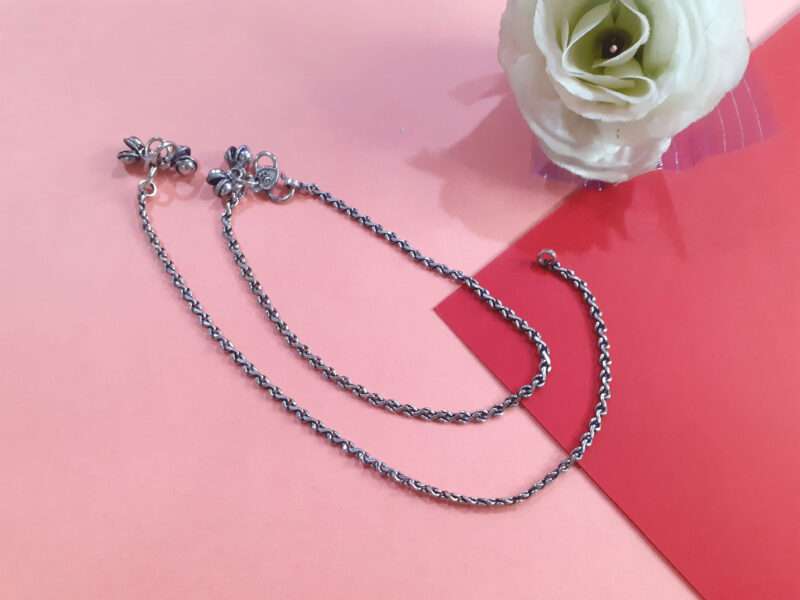 Oxidised Silver Chain Style Anklet Payal Set