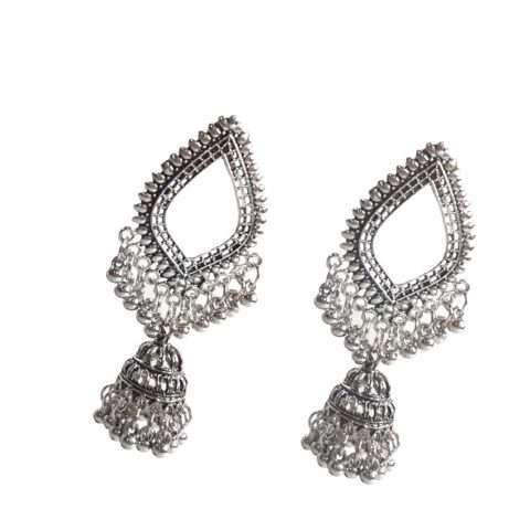 Oxidised Silver Jhumka with Ghungroo Charm Earring for Women