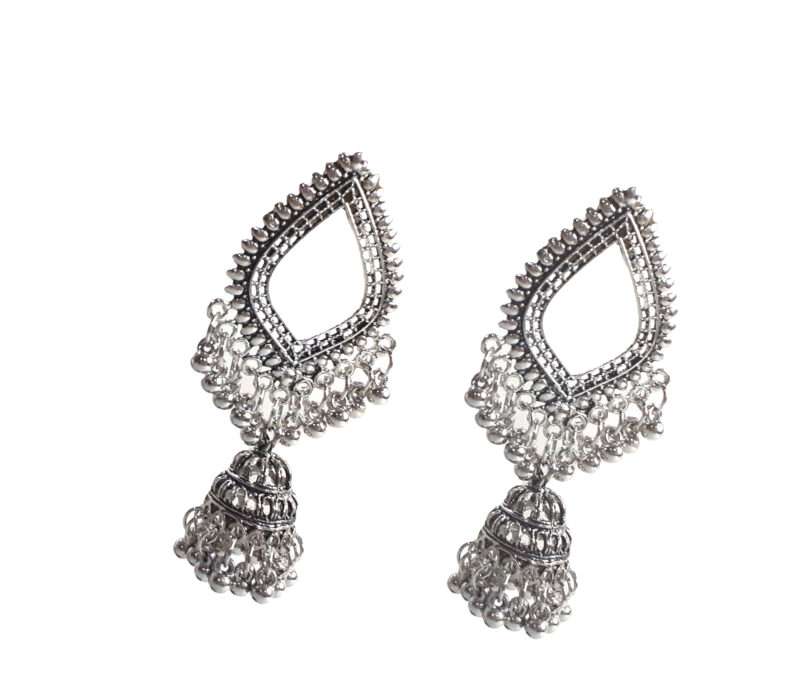 Oxidised Silver Jhumka with Ghungroo Charm Earring for Women