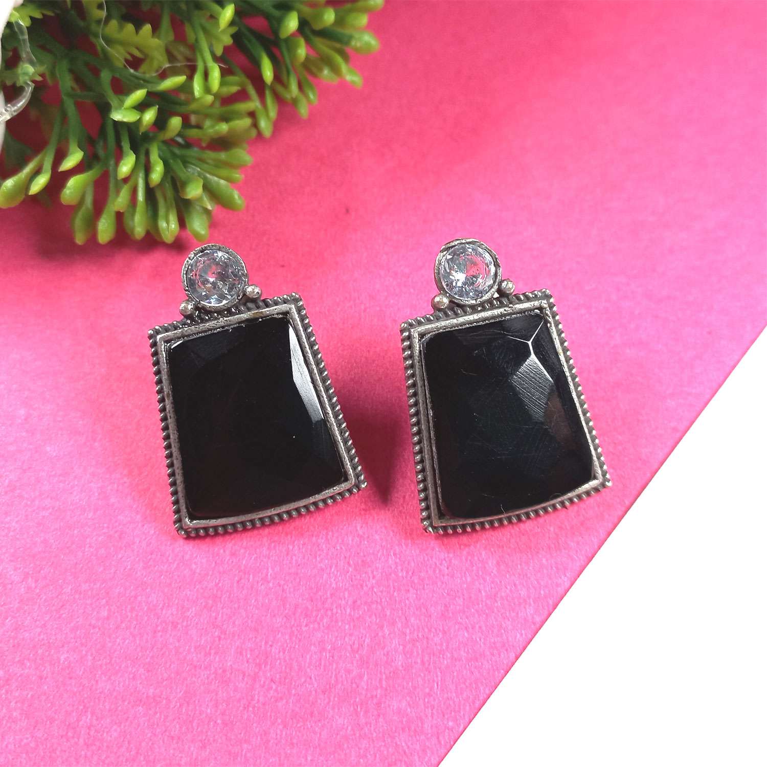 Large Round Black Spinel 6 Prong Stud Earrings - Sarah O.