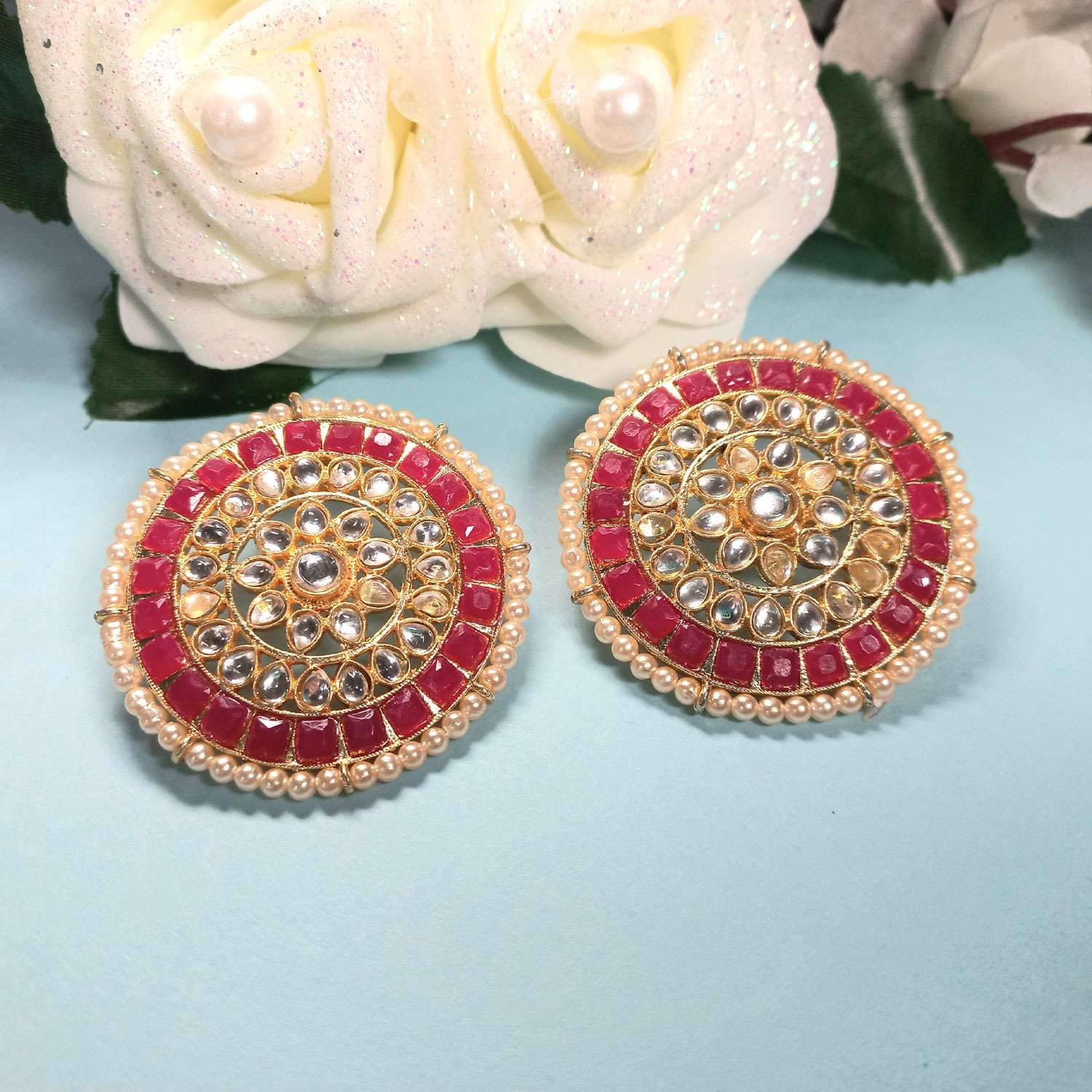 Amazon.com: Aradhya Big Girls' Kundan Jewellery Set / Necklace With Earrings:  Clothing, Shoes & Jewelry