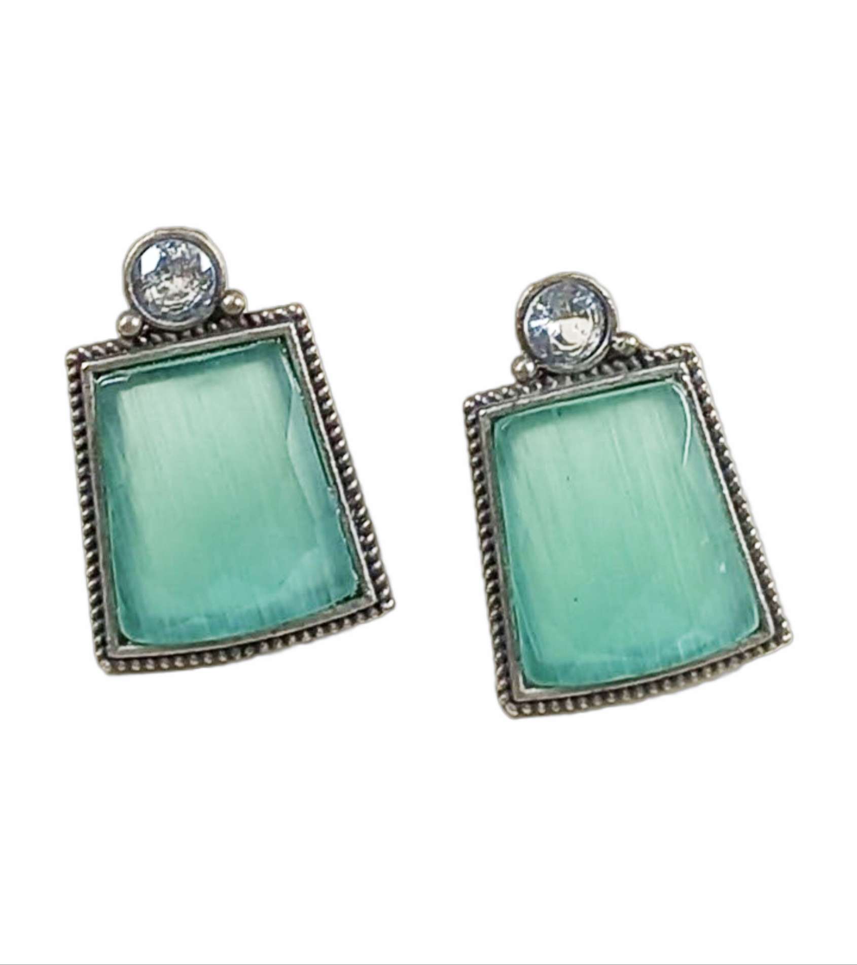 Blue-Green Chrysocolla Stud Earrings in Sterling Silver - Amazon Colors |  NOVICA