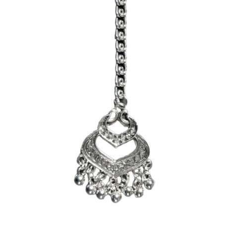 Traditional Oxidised Silver Small Maang Tika for Women