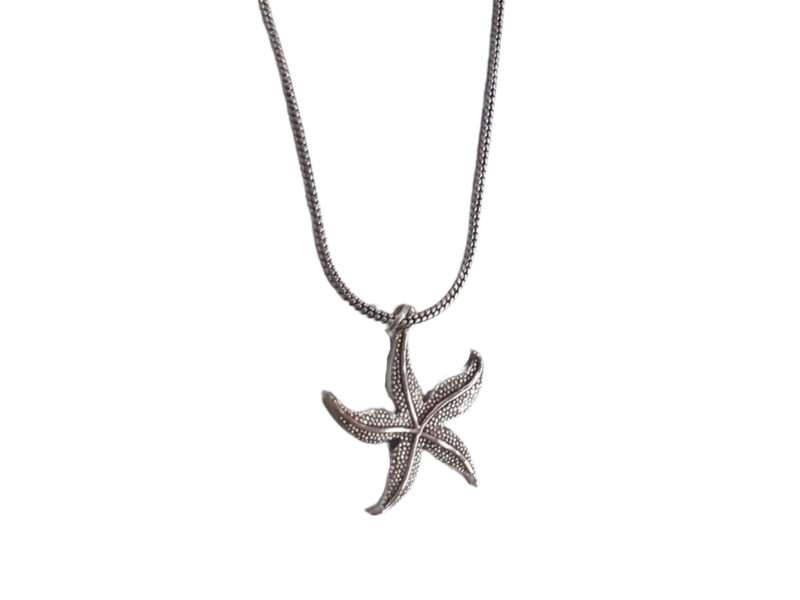 Oxidised Silver Star Shape Chain Pendant for Women