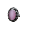 Oxidised Silver Adjustable Ring with Pink Stone for Women and Girls