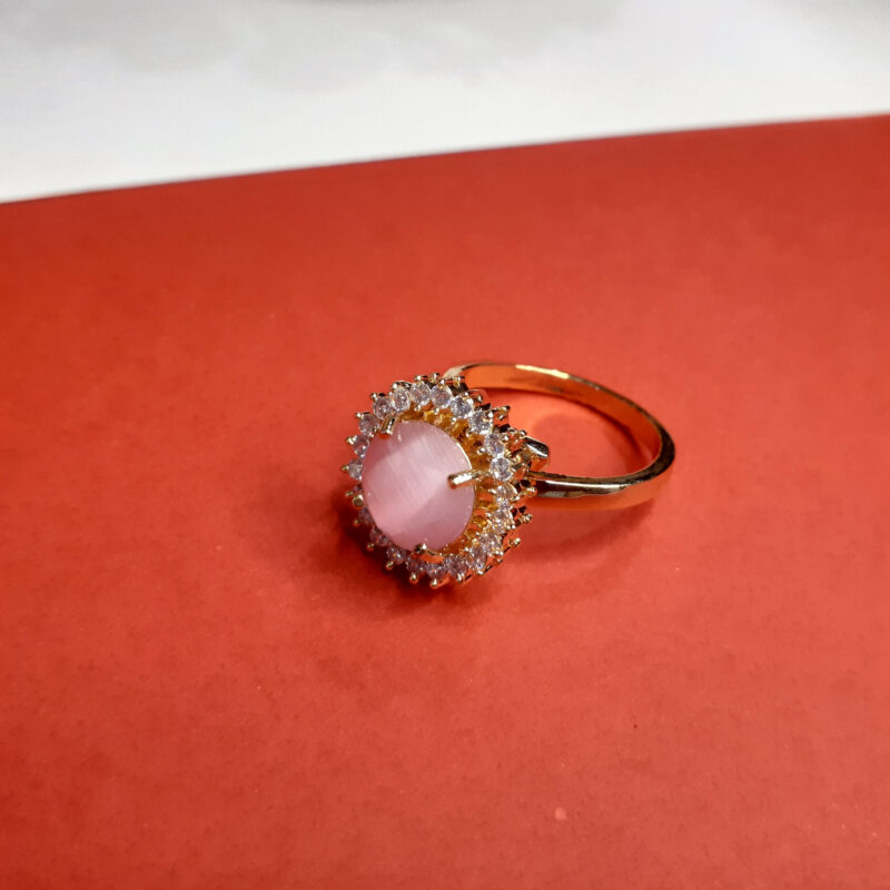 CZ Pink Stone Finger Ring