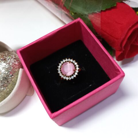 CZ Pink Stone Finger Ring