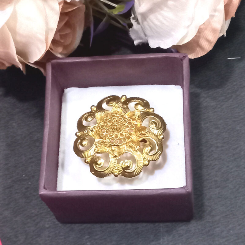 Antique Golden Plated Floral Temple Finger Ring for Women