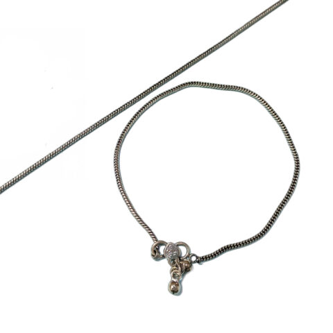 Oxidised Silver Chain Style Anklet Pair