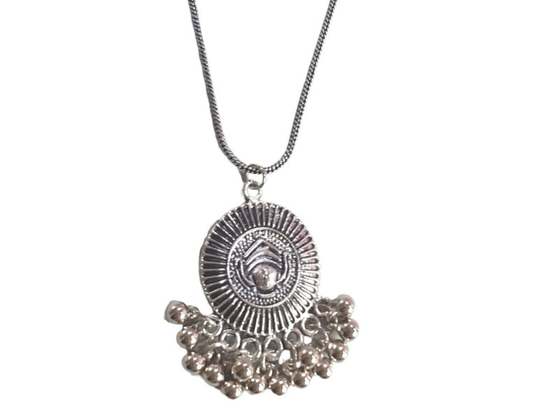 Oxidised Silver Goddess Chain Pendant for Women