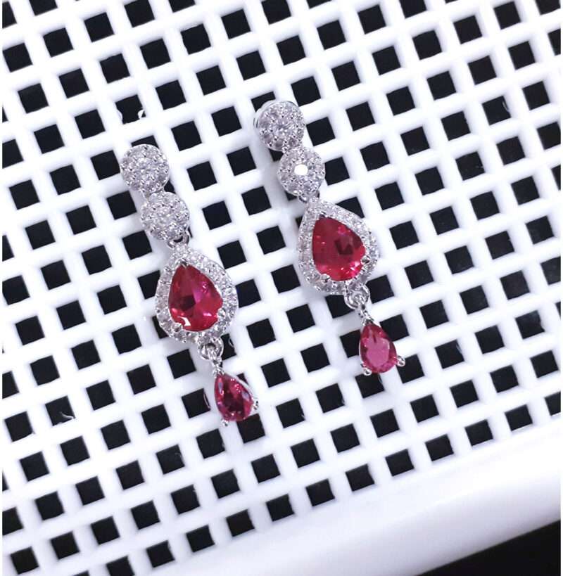 Sleek American Diamond Ruby Necklace Set for Women