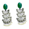Green Stone Floral Oxidised Earring