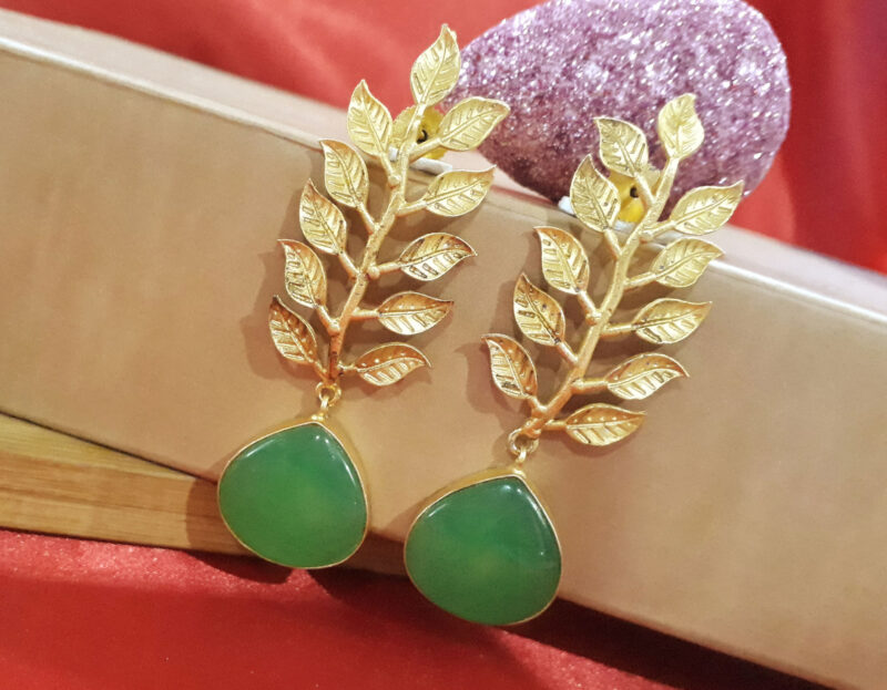 Matte Gold Plated Leaf Earring
