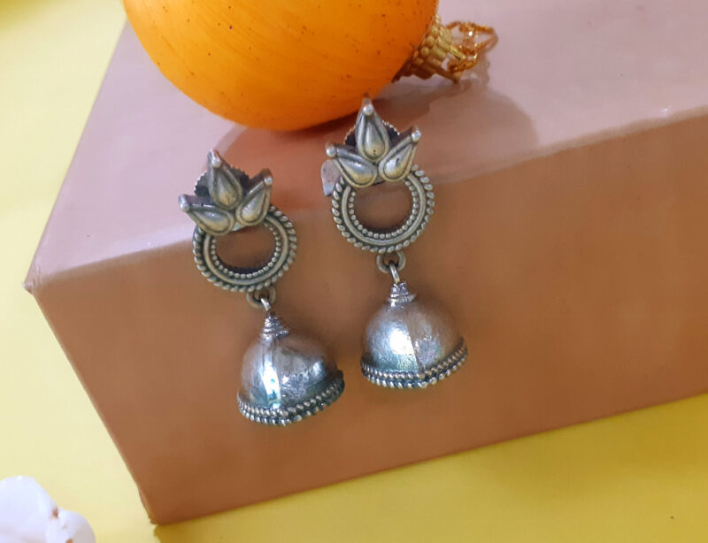 Oxidised Silver Short Jhumki Earring