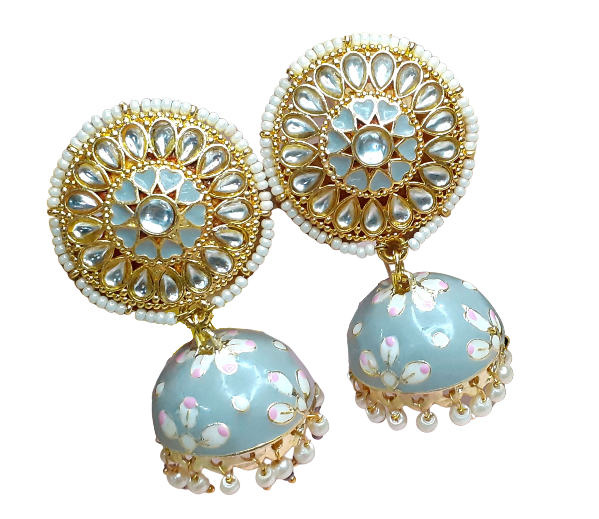 fcity.in - Maddy Space Beautiful Designer Grey Color Jali Jhumka Earrings /