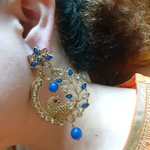 Peacock Earring in Mehandi Gold Plating