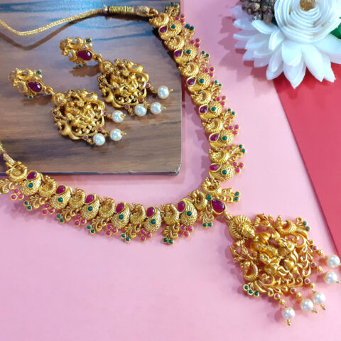 Goddess Laxmi Temple Necklace Set