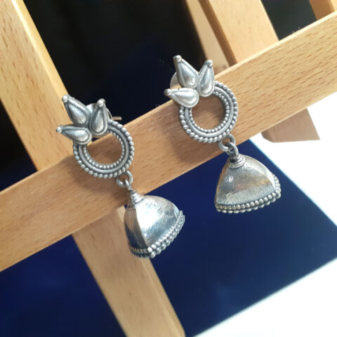Oxidised Silver Short Jhumki Earring