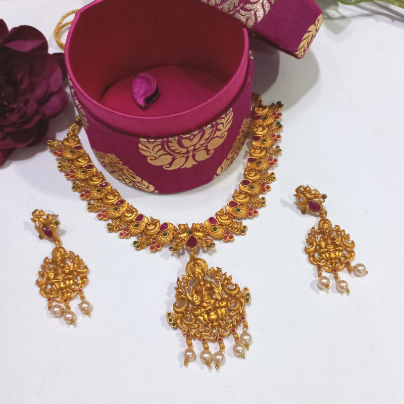 Goddess Laxmi Temple Necklace Set