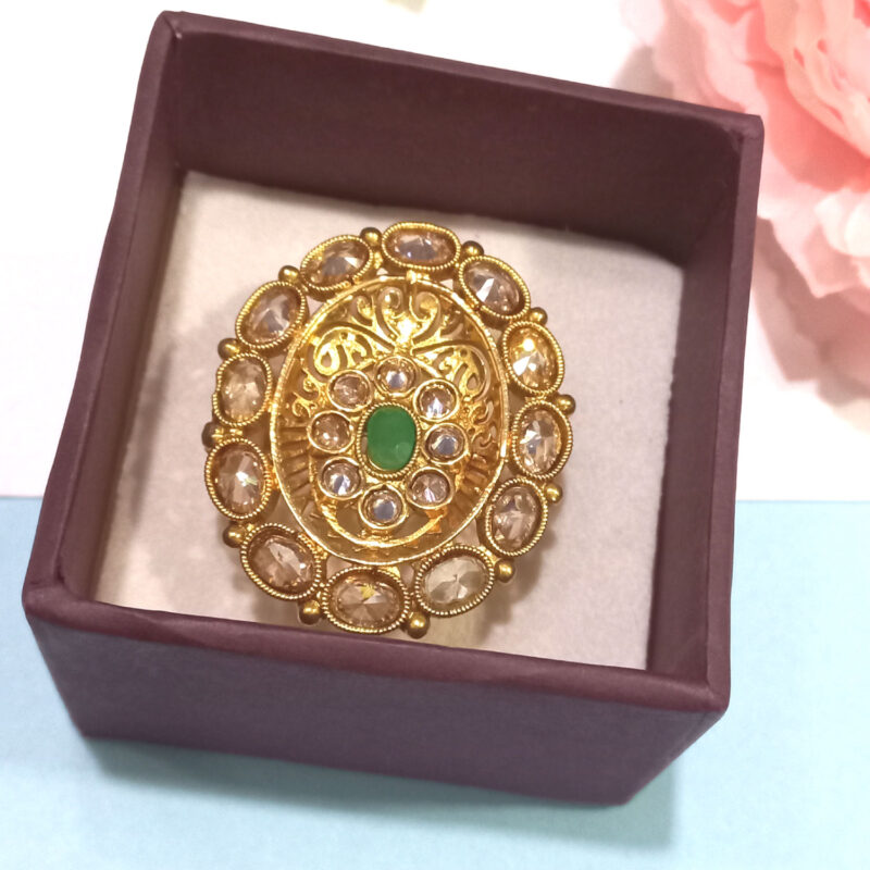 Antique Gold Plated Big Size Oval ring