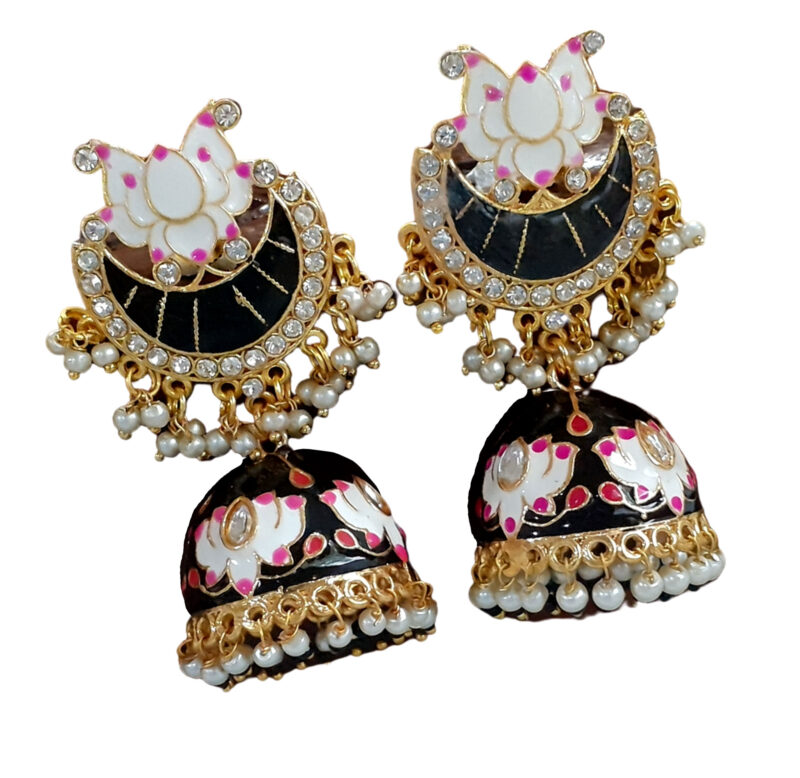 Black Rajasthani Meenakari Jhumka Earring
