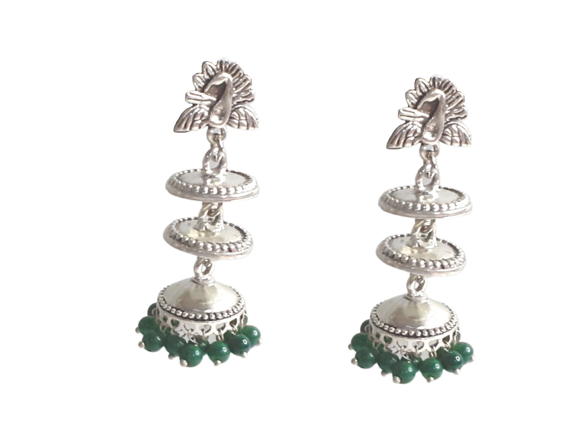 Buy Jhumka Earring,antique Gold 3 Jhumki Earrings, Oxidised Earrings,  Indian Jewellery Bollywood Jhumka Earrings,peacock Earring Online in India  - Etsy