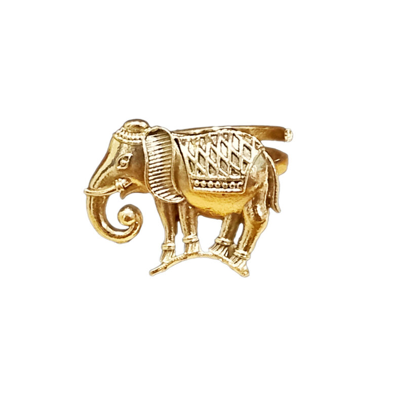 Gold Plated Elephant Temple Finger Ring for Women